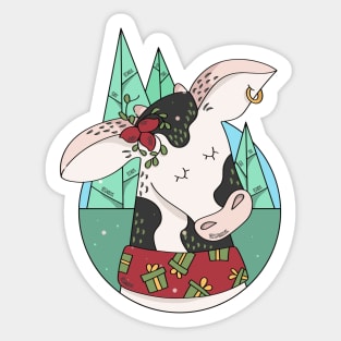 Cute Christmas Cow Illustration // Festive Animal Cartoon Sticker